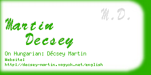martin decsey business card
